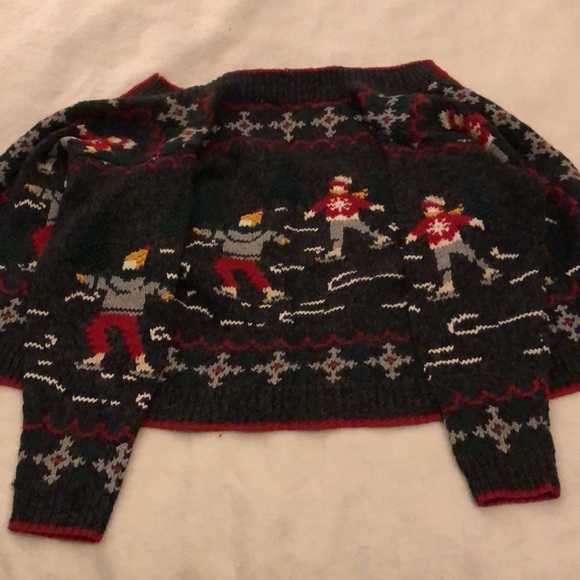 Eagle’s Eye Ice Skating Vintage Christmas Sweater Zip Front Womens Size Medium - Picture 14 of 15